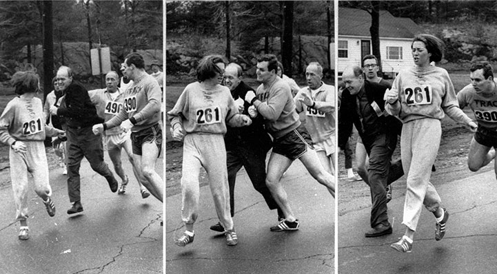 Kathrine Switzer beim Boston-Marathon 1967 © SCC EVENTS